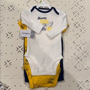 NWT 3m Carters construction onesies with pants